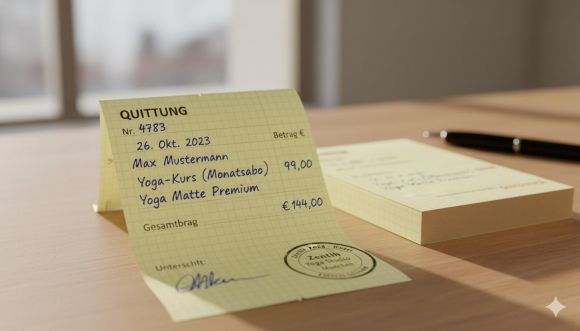 Beispiel einer manuell ausgefüllten Quittung